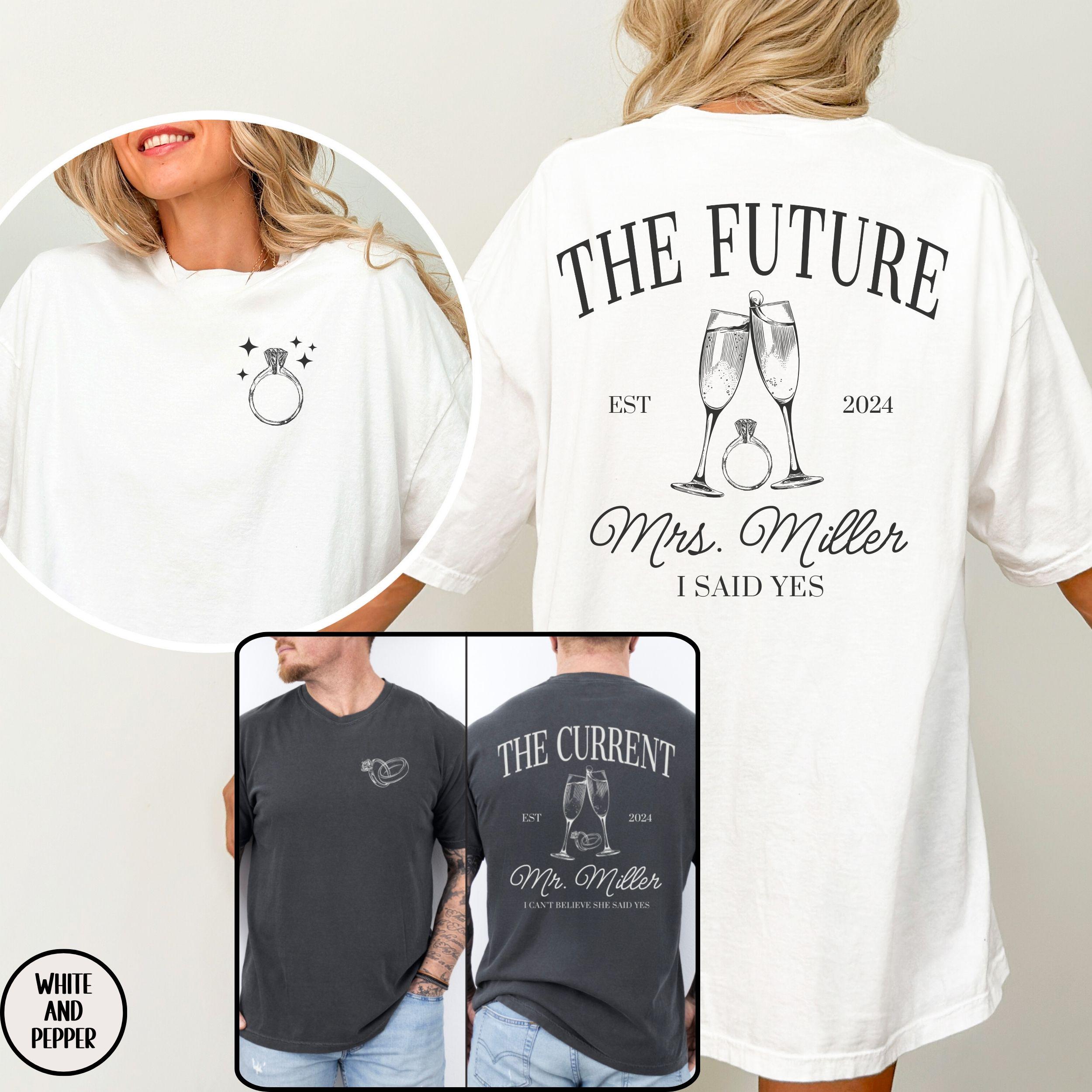 CUSTOM Future MR and MRS Shirts, Personalized Engagement Comfort Colors® T-Shirt, Newly Engaged Fiancée Fiancé Tee, Couples Engagement Gift
