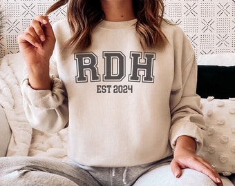 Custom RDH Sweatshirt, RDH Gift, Dental Hygiene Gift, Dental Student Gift, Graduation Gift, RDH Graduation, rdh Crewneck, Dental Gift, rda