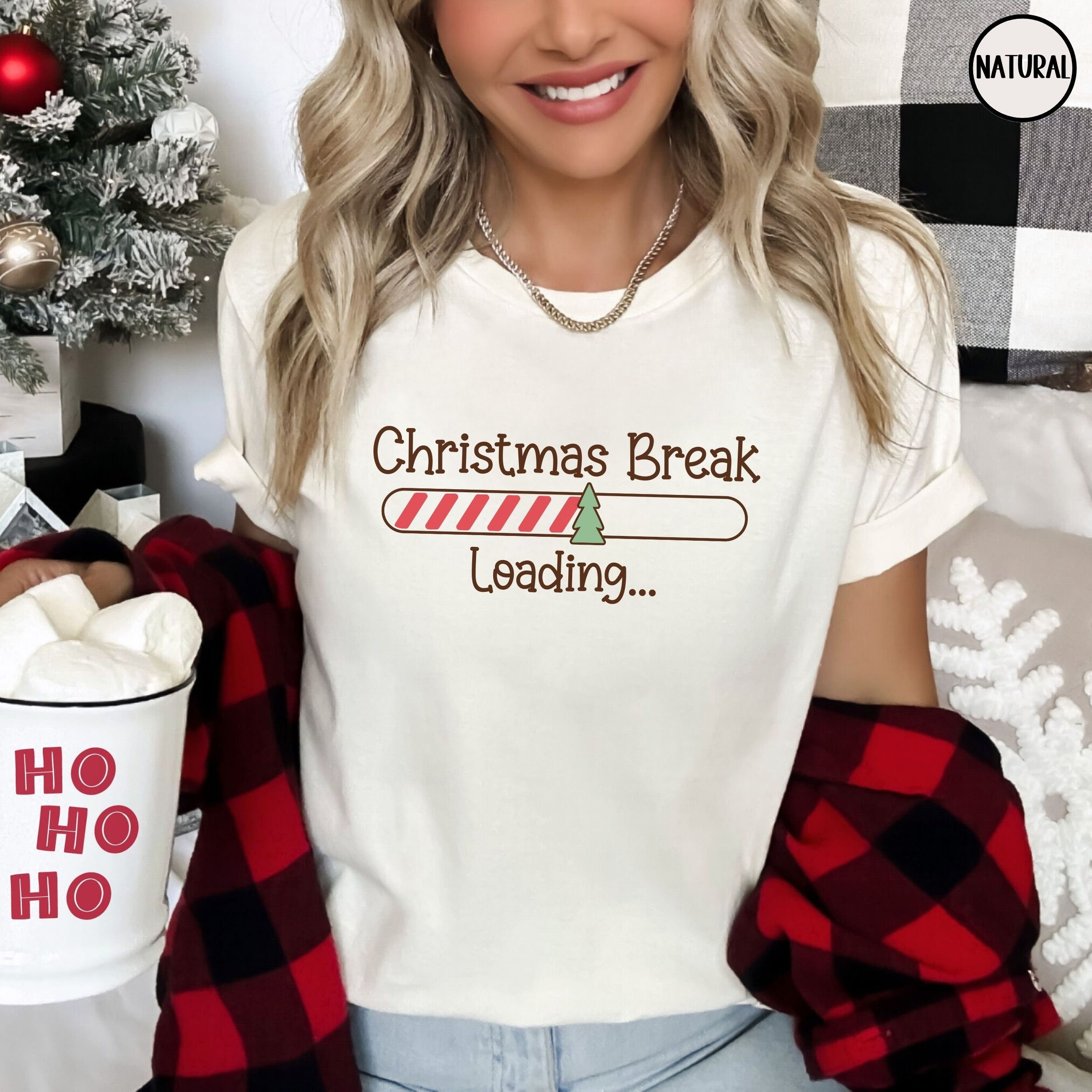 Christmas Break Loading Shirt, Funny Christmas Teacher T-Shirt, Christmas Break Educator Tee, Appreciation Gift, Classroom Holiday Party Tee