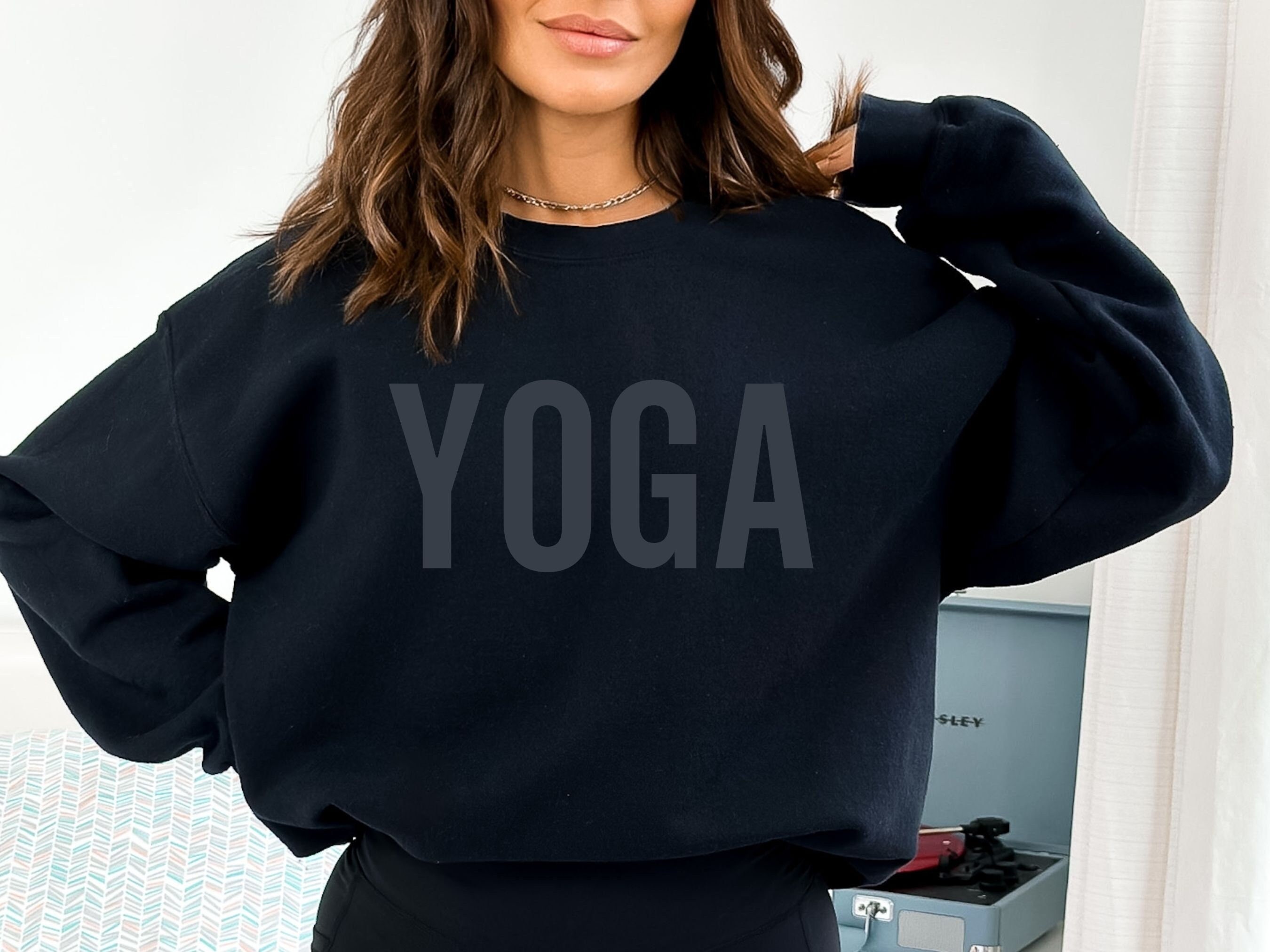 YOGA Sweatshirt, Minimalist Sweatshirt, Tonal Sweatshirt, Namaste Shirt,  Yoga Teacher Gift, Yogi Gift, Yoga Hoodie, Yoga Shirt, Breathe Tee 