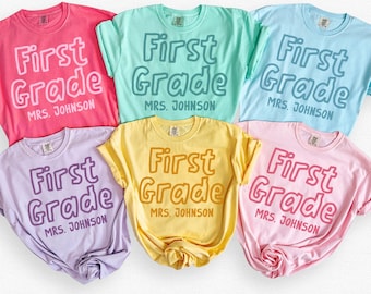 Custom First Grade Comfort Colors® Shirt, 1st Grade Teacher T-Shirt, Grade Level Team Tee
