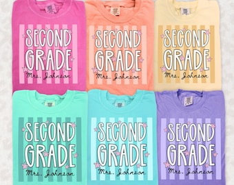 Custom Comfort Colors® Second Grade Shirt, 2nd Grade Teacher T-Shirt, Personalized Grade Level Tee