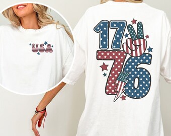 Retro 1776 Comfort Colors® Shirt, Patriotic 4th of July Shirt, USA EST Independence Day T-Shirt, Stars and Stripes Tee, Fourth of July Gift