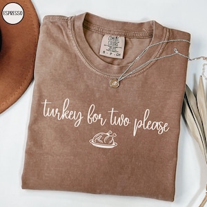 Comfort Colors® Thanksgiving Pregnancy Announcement Shirt, Turkey for Two T-Shirt, Expecting Mom Thankful and Pregnant Tee, Fall Baby Reveal