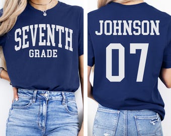Camiseta personalizada para equipo de séptimo grado, camiseta personalizada para profesor de séptimo grado, camiseta para grupo de nivel de grado