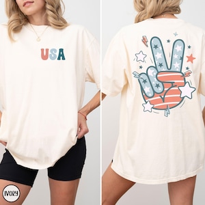 Retro 4th of July Shirt, Groovy 4th of July Shirt, USA Shirt, Comfort Colors®, Patriotic Shirt, Stars and Stripes, Retro America Shirt Ivory
