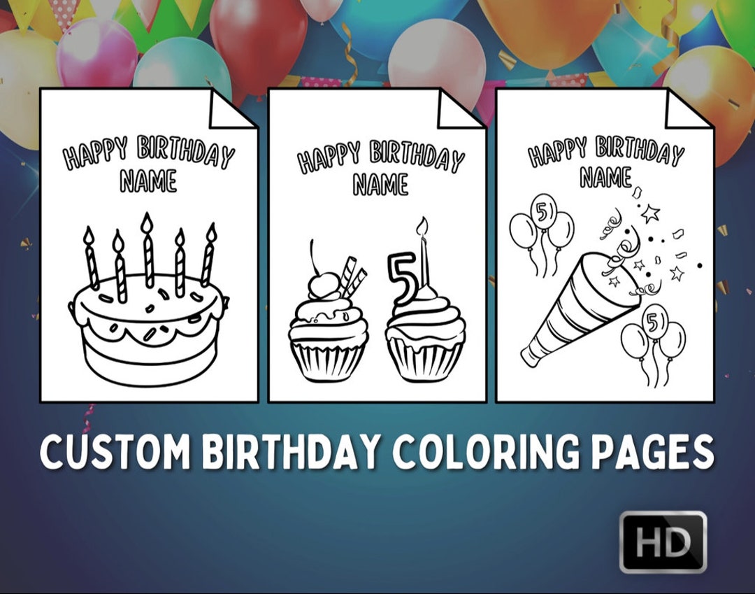 Custom Birthday Coloring Book Personalized Name & Age - Etsy