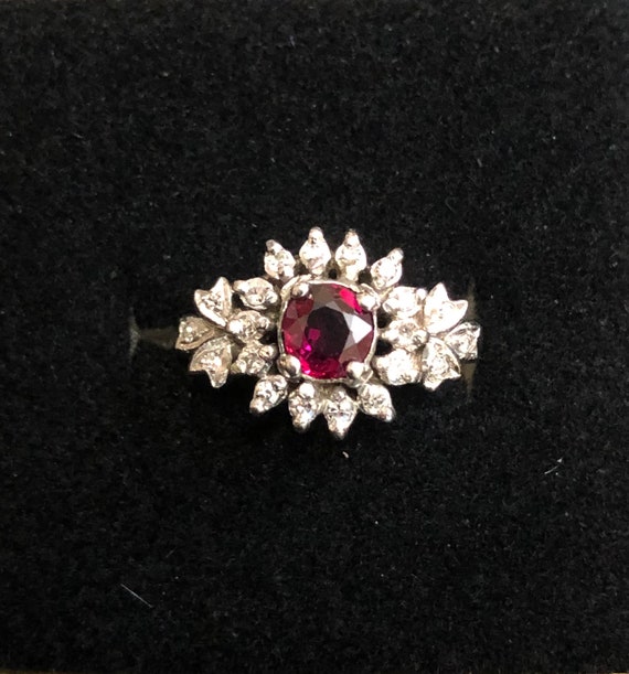 Ruby and Diamond  Lady's Ring in 14 kt White Gold - image 3