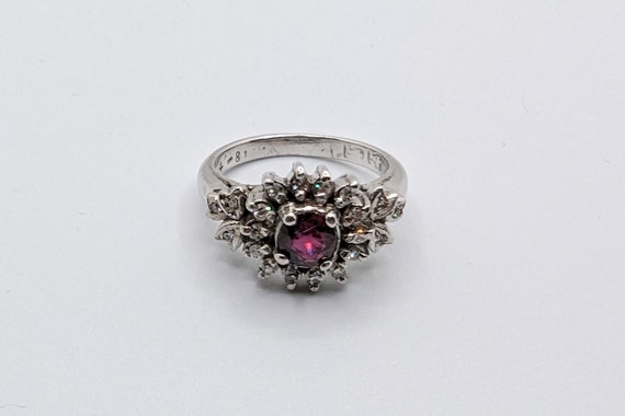 Ruby and Diamond  Lady's Ring in 14 kt White Gold - image 8