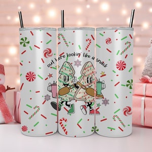 4 Digital PNG 20 OZ skinny tumbler wrap Little Debbie Christmas Tree Cake out here looking like   a snack