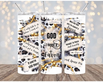 Digital PNG 20 OZ skinny tumbler wrap God I need a favor Jelly Roll Leopard print with cross