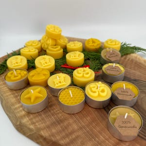 Tealights made of 100% beeswax with motif candles, organic, yellow tealights, beekeeper quality, beeswax tealights, beeswax candles