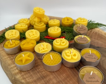 Tealights made from 100% beeswax with motif candles, organic, tealights, beekeeper quality, beeswax tealights, beeswax candles