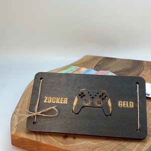 Dinero de jugador - regalo de dinero regalo de dinero - jugador - regalo de jugador personalizado de madera - juegos -