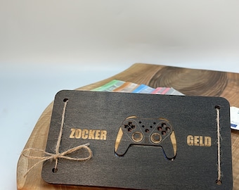 Gamer money - money gift Money gift - Gamer - personalized from wood Gamer gift - Gaming -