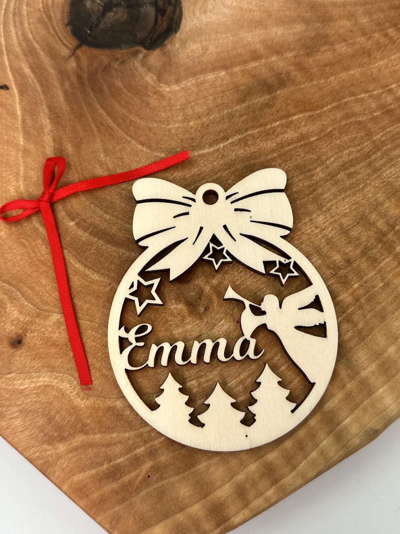 Delicate wooden Christmas baubles with names | 8 cm Christmas tree bauble | Laser-cut name bauble, tree decoration, ornament, Advent, Christmas, X-Mas image 6