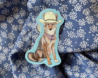 Country Lonesome Coyote Hand drawn Sticker