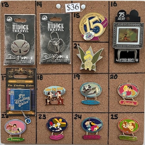 Disney Pins,Tinkerbell, Madam Mim, Marie, Pegasus, Ariel, lumiere