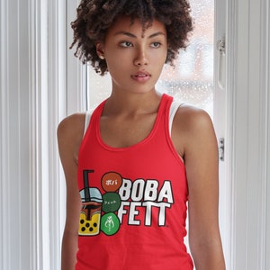 Boba &quot;Tea&quot; Fett Tank Top shirt, Womens Racerback Tank Top, Star Wars Parody, Boba Tea, Tapioca Tea, Tshirt, Tee Shirt