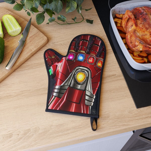 Gant de four Infinity Nano Gauntlet, résistant à la chaleur, mitaine de four, cadeau pour fan de Marvel, cadeau pour gamer, cadeau geek, protection contre les brûlures