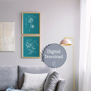 2 Floral Living Room Wall Decor Instant Download Prints