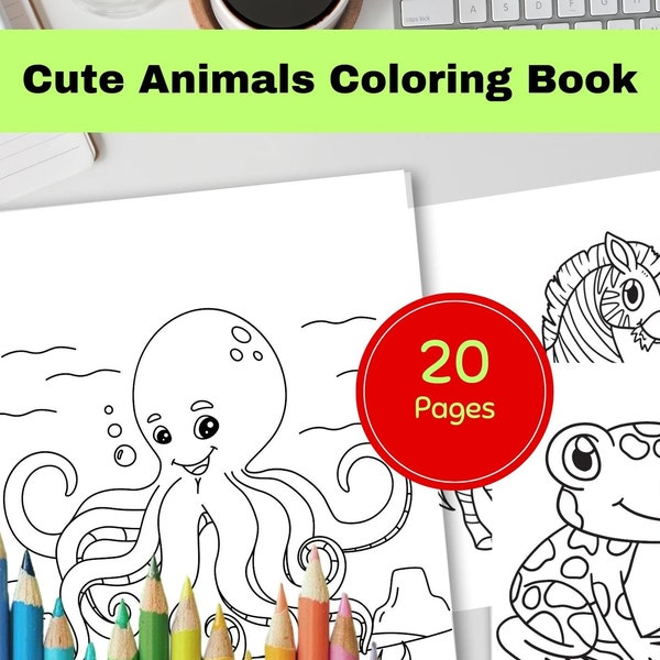 cute home Animals coloring book digital pages children fun books |beautiful pet gift cute wild kids animal colouring adults sheets prints