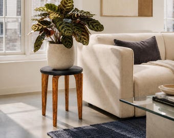 Soporte minimalista versátil: soporte para plantas, mesa auxiliar y mesita de noche.