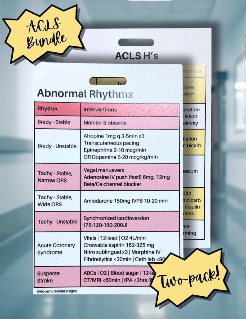 ACLS Badge Card Bundle: Abnormal Rhythms, Lethal Rhythms, H&ts - Etsy
