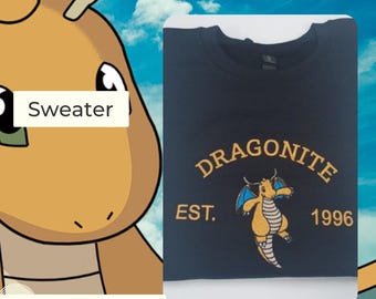 Dragonite geborduurde trui met ronde hals