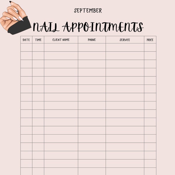 Nail Appointment Planner Pages with Stickers