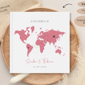 Gästebuch Hochzeit, Weltkarte, individuell Personalisiert