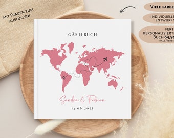 Guest book wedding, world map, individually personalized