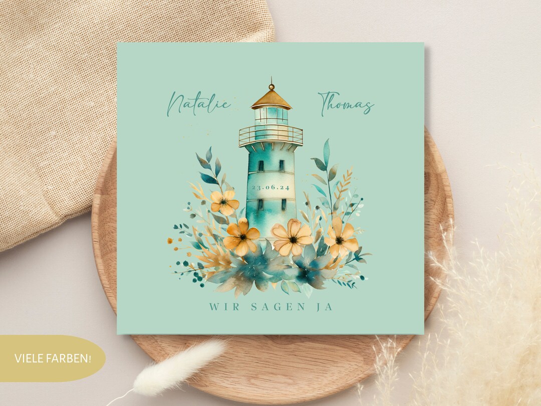 Einladungskarte Hochzeit Maritim Leuchtturm Modern Etsy.de
