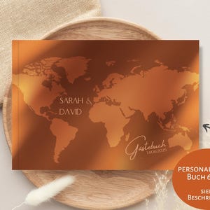 Livre d'or avec carte du monde, livre d'or de mariage, personnalisé
