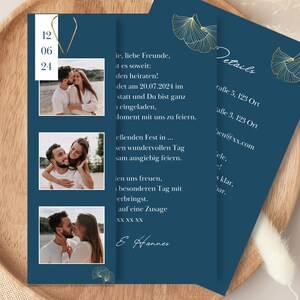 Cartão de convite com tira de fotos, convite de casamento, personalizado individualmente