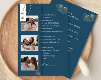 Invitation card with photo strip, wedding invitation, individually personalized