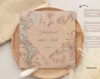 Guest book world map, guest book wedding, personalized