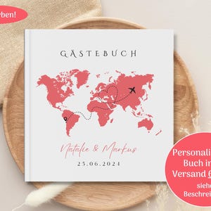 Gästebuch Hochzeit, Weltkarte, individuell Personalisiert