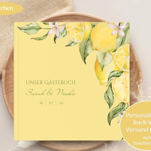 Guestbook in Butter Lemon, Guestbook with questions, Vintage guestbook