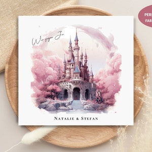 Carte d'invitation de château, invitation de mariage, personnalisée individuellement