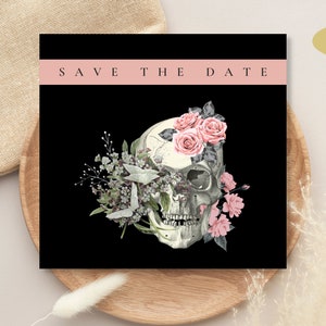 Save the Date Karte Skull, Gothic Einladungskarte Totenkopf