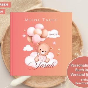 Baptism book with questions, baptism guest book, personalized, baptism