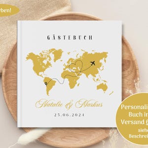 Libro degli ospiti con mappa del mondo, matrimonio, personalizzato