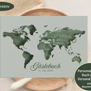Libro de visitas con mapa del mundo, con preguntas, personalizado