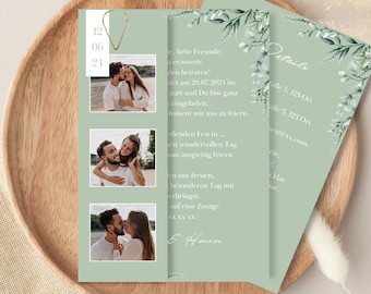 Invitation card with photo strip, wedding invitation, individually personalized