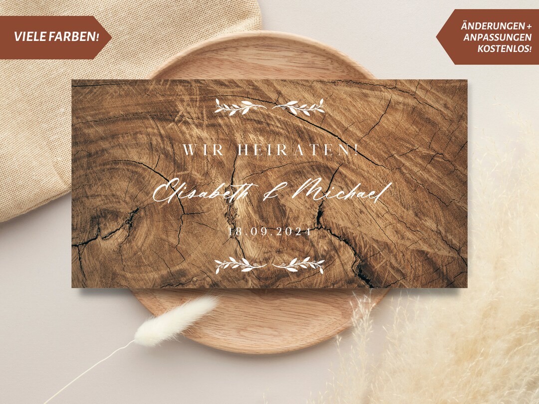Wedding Invitation Card, Wood Look, Rustic, Festival Wedding - Etsy