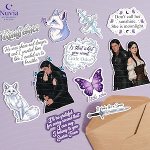 Quicksilver Book Sticker Pack – Set of 12 Vinyl Stickers | Laminated Waterproof Stickers | Fantasy Romance Bookish Stickers.