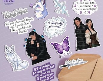 Quicksilver Book Sticker Pack – Set of 12 Vinyl Stickers | Laminated Waterproof Stickers | Fantasy Romance Bookish Stickers.