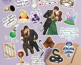 The Cruel Prince Sticker Pack – Set of 19 Vinyl Stickers | Laminated Waterproof Stickers | Fantasy Romance Stickers