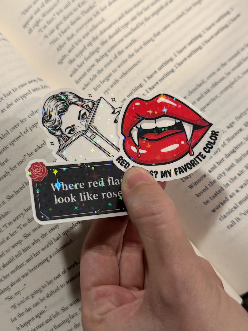 Dark romance Sticker Pack – Set of 23 Vinyl Stickers | Laminated Waterproof Stickers | Bookish Stickers Star Holographic